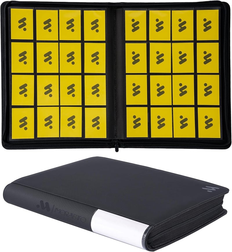 MORABTO 16 Pocket Card Binder,Trading Card Binder Holds up to 1024 Cards with 32 Sleeves,Zipper Card Holder Album Compatible with TCG/Sports Cards-Black Model B - Image 1